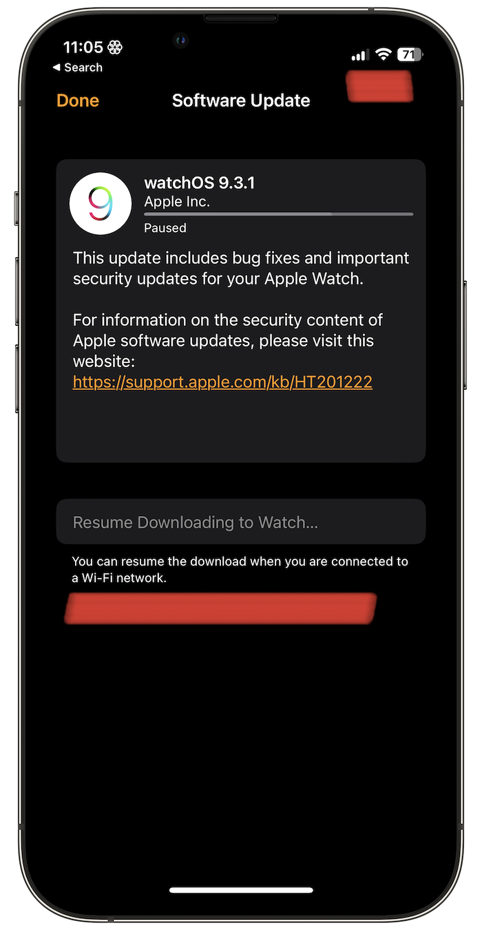Apple Watch requires Wi-Fi to update.